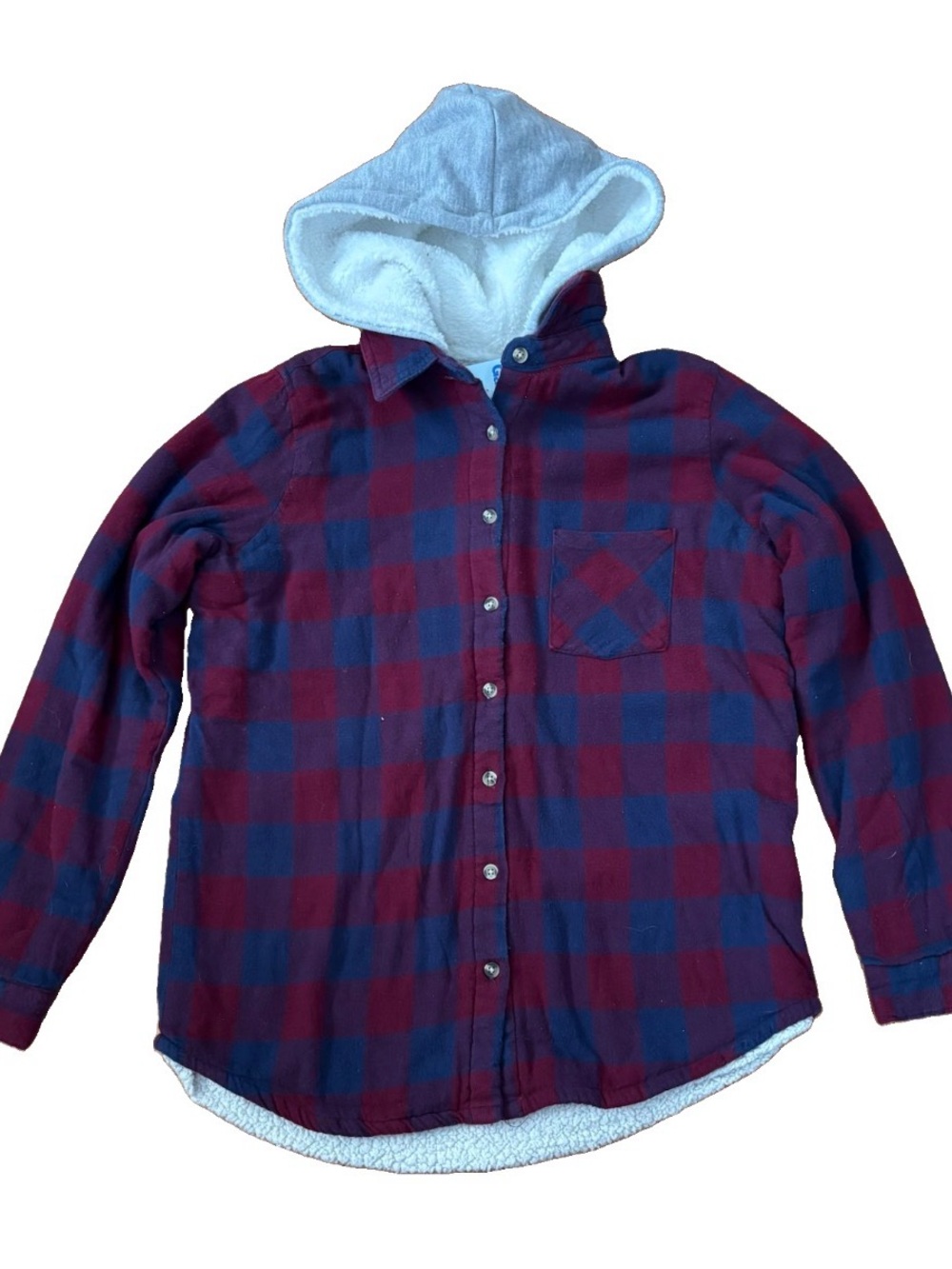 NWOT Garage Men’s Hooded Sherpa Lined Button Up Shacket  - Size Medium